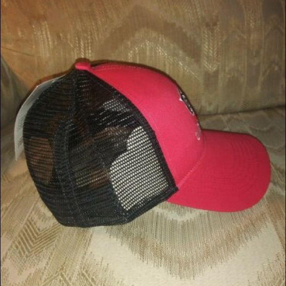 Trip Advisor Snapback Hat Mesh Back Adjustable Red Black Cap America i3025 NWT - Picture 5 of 8